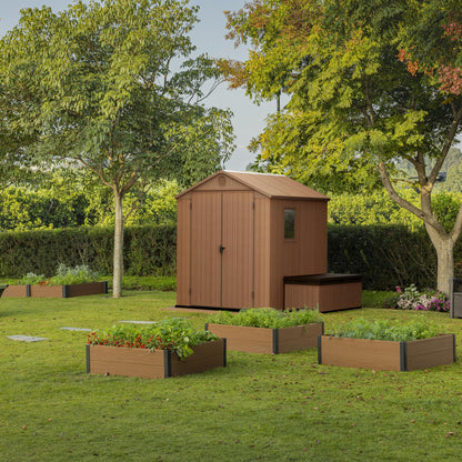 Keter Darwin 380L Outdoor Garden Furniture Storage Box Brown Evotech+ Wood Look and Feel | Fade Free | All Weather Resistant | Safe and Secure | Zero Maintenance | 2 year Warranty